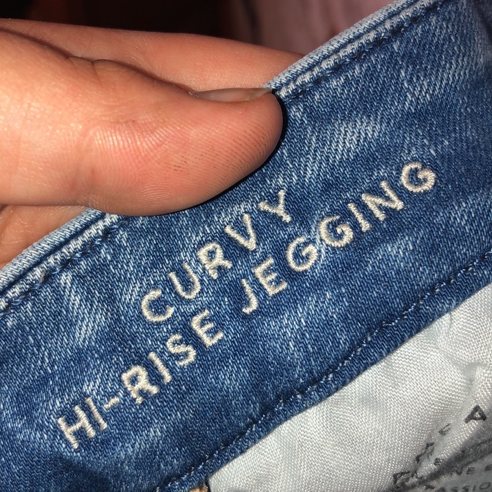 American Eagle curvy high rise Jeggings distressed jeans 0 next level stretch - Picture 11 of 13